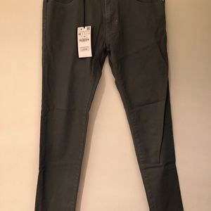 Zara Black Label Mens Coated Skinny Jeans Grey 32